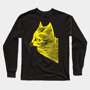 Cat sketch yellow print Long Sleeve T-Shirt